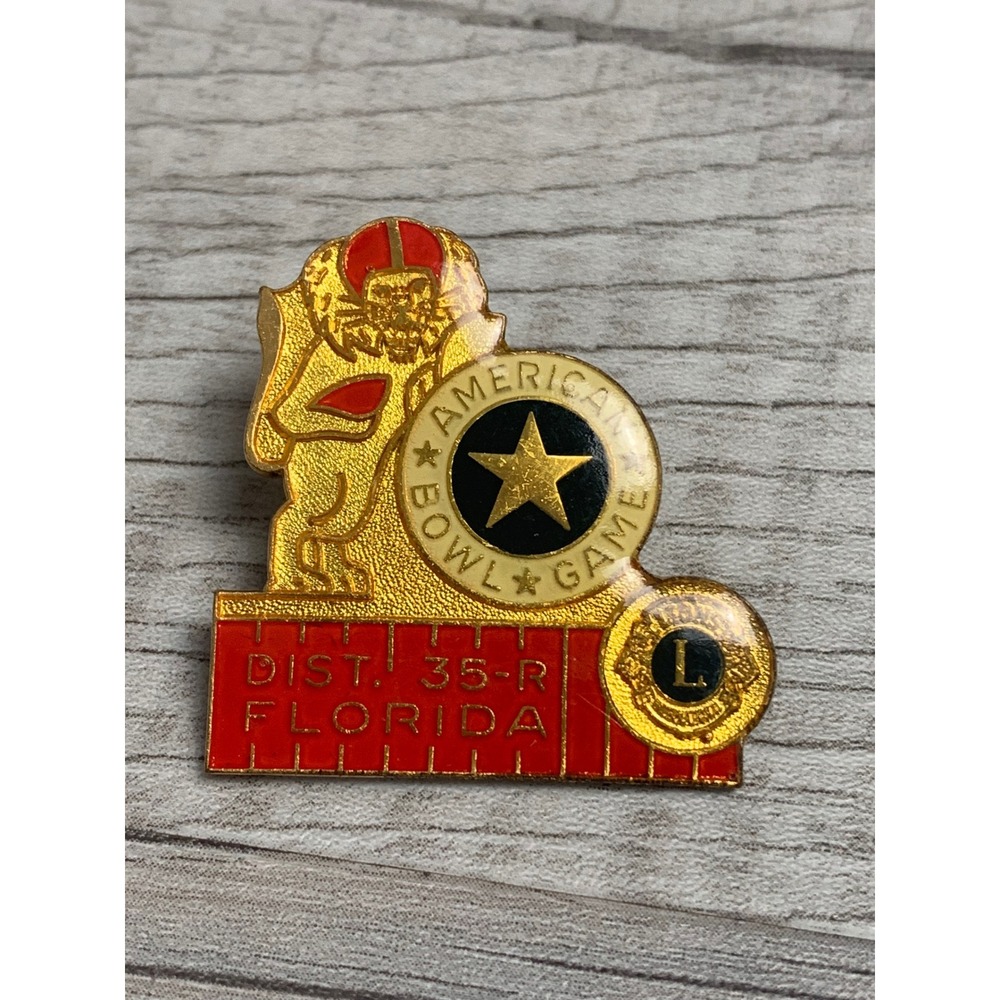 Lions Club International American Bowl Game Dist 35-R Florida Enamel Lapel Pin